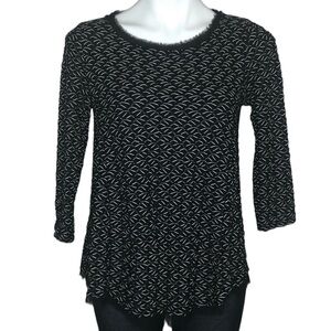 Anthropology Postmark black and white top, medium